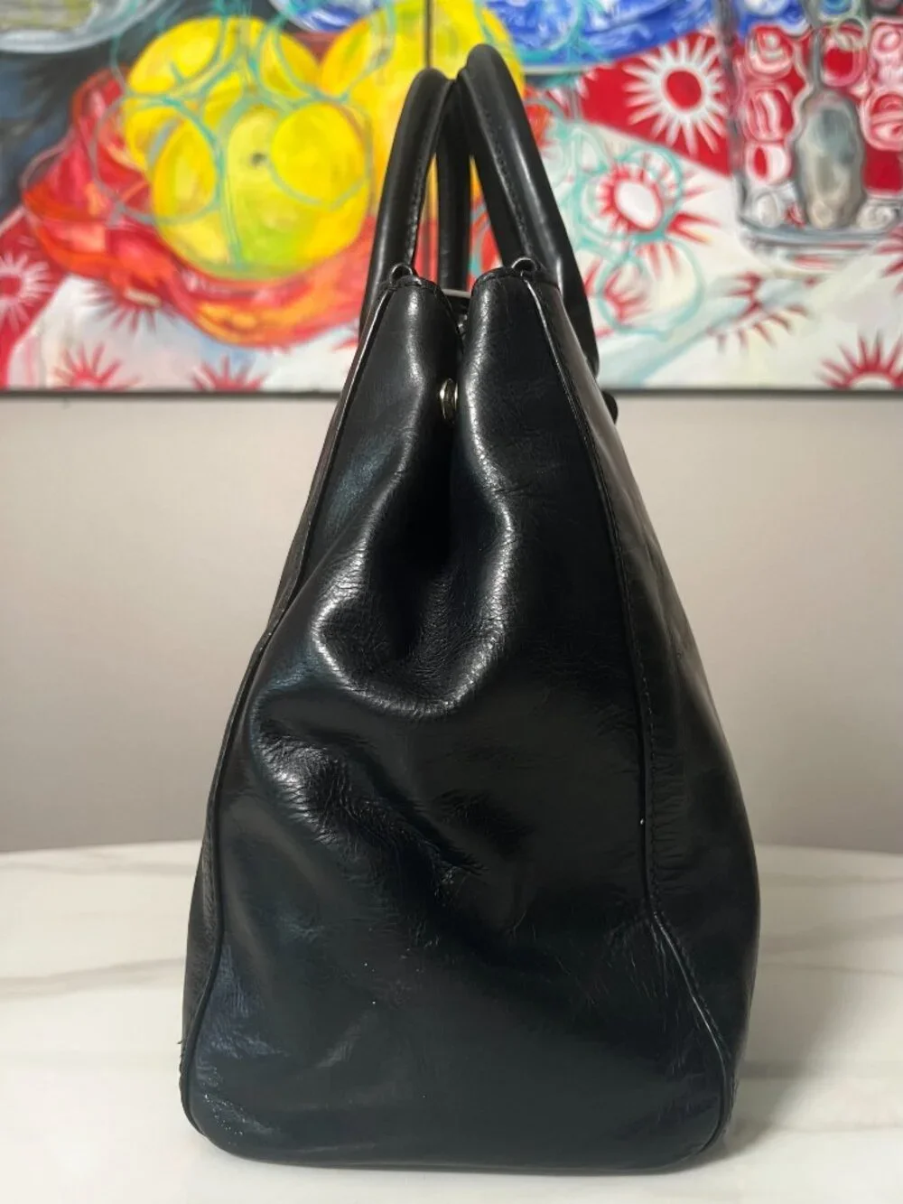 Michael Kors Sutton Medium Black Leather Satchel Crossbody Silver Hardware